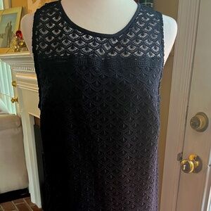 Loft Size 10 Gorgeous Lace Navy Blue Sleeveless Summer Dress with Lining